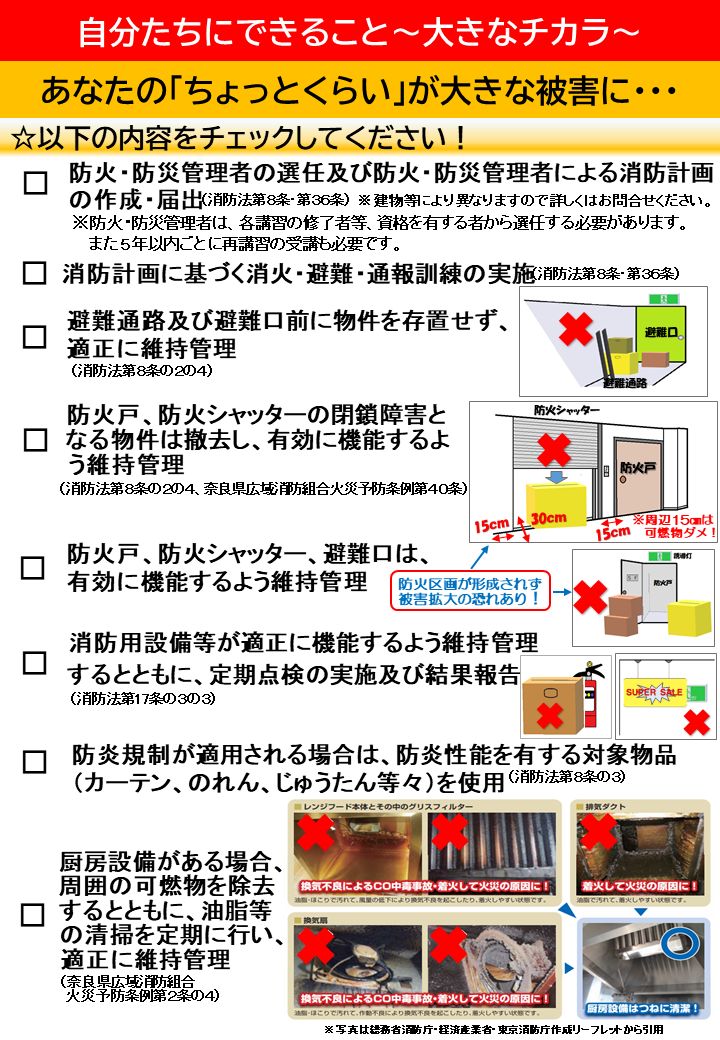 事業所向け火災予防啓発用リーフレット（表面）